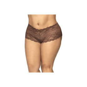 Shorty grande taille en dentelle couleur cacao 